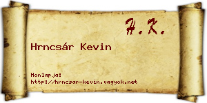 Hrncsár Kevin névjegykártya